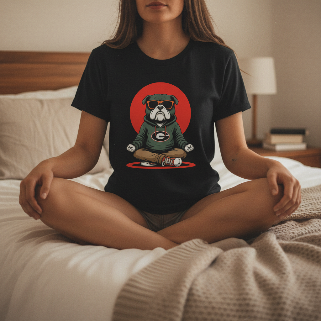 Meditating Bulldog Black Essential T Shirt Funny Graphic Print