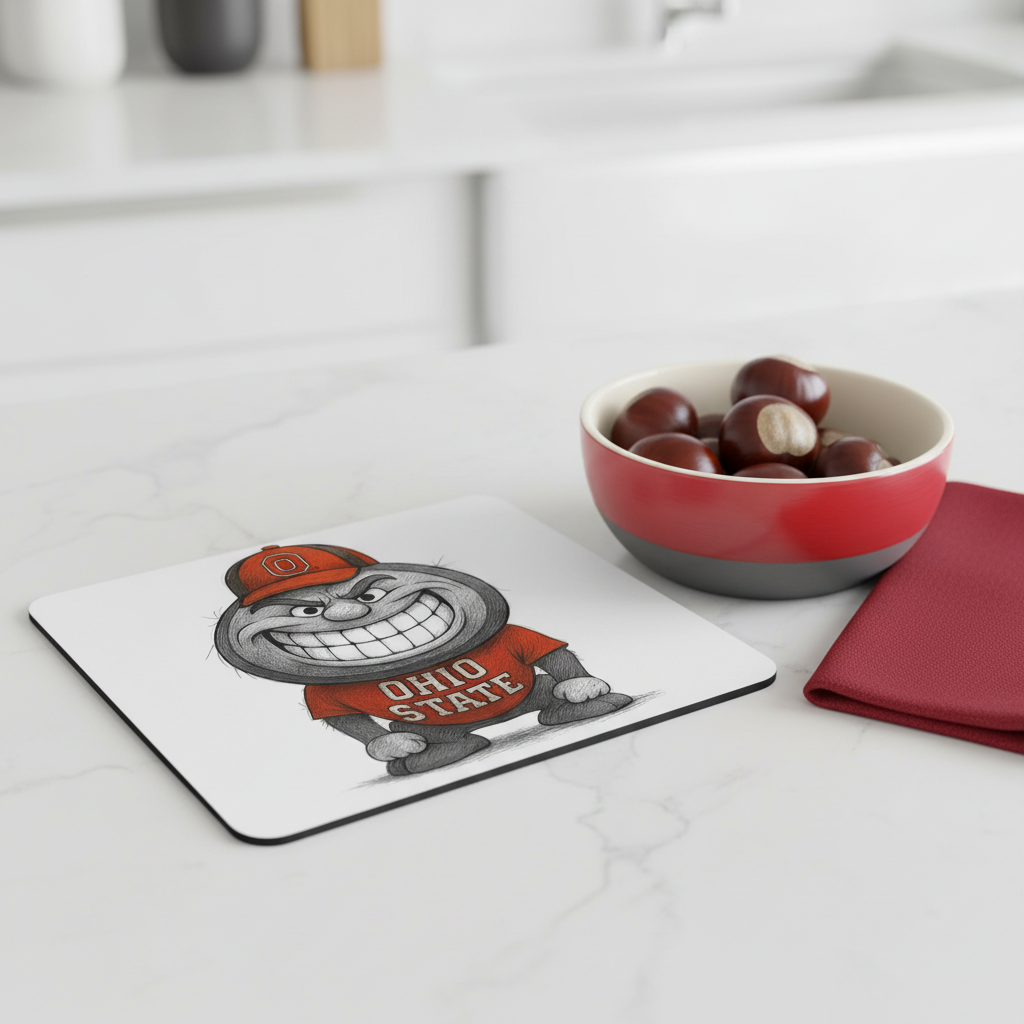 Ohio State Buckeyes Mouse Pad 9.5"x8" | Scarlet & Gray Grin Design Desk Mat