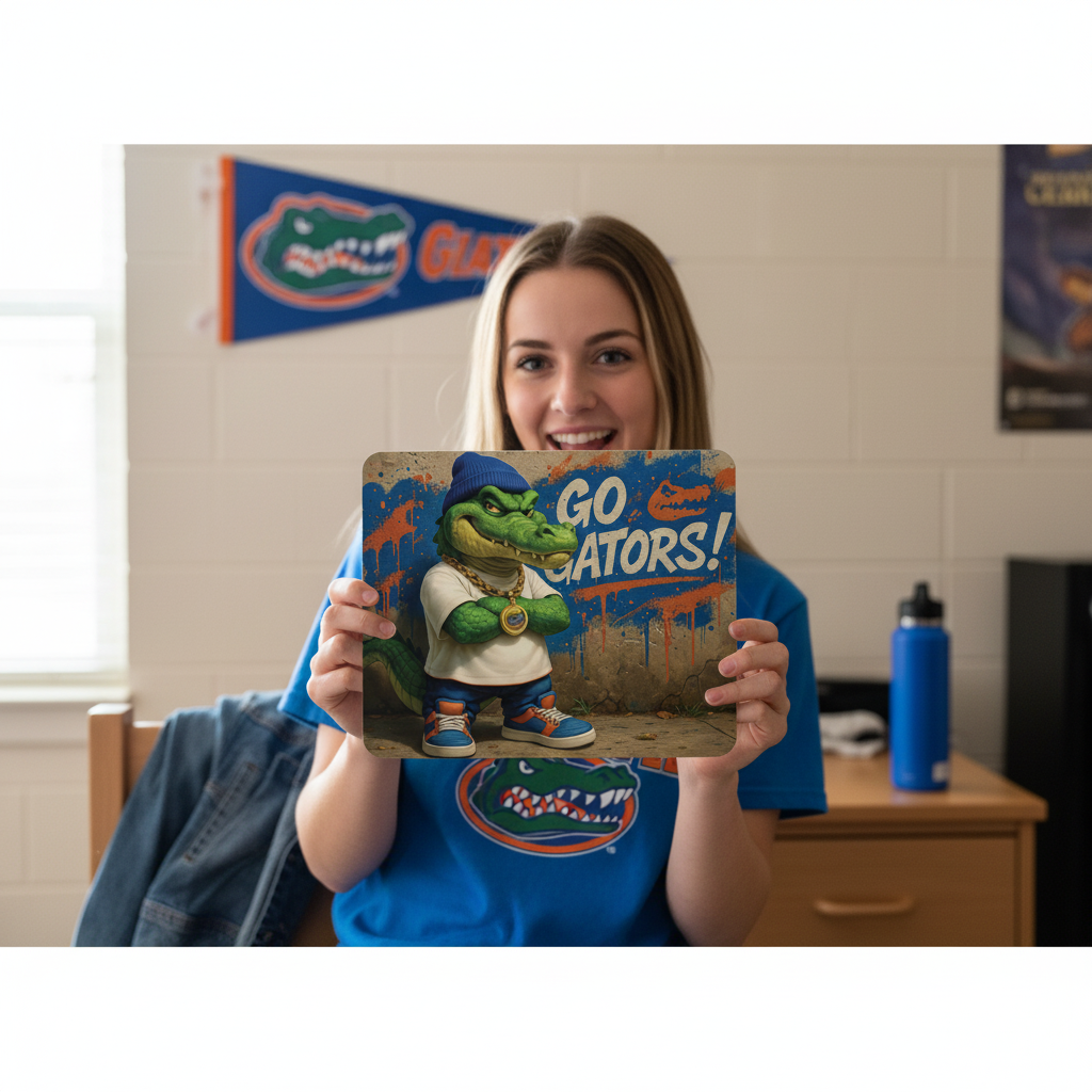 Go Gator Swag Mouse Pad - Street Style Alligator - Orange & Blue Desk Access