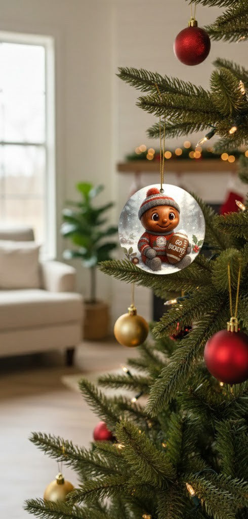 Ohio State Buckeyes Christmas Ornament 3.5" Ceramic Double-Sided Xmas Decoration