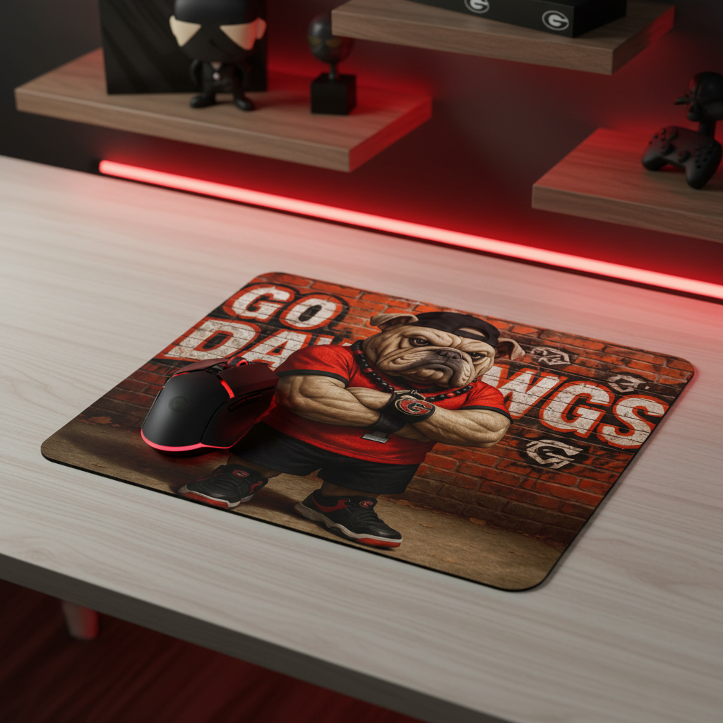 GA Dawgs Graffiti Mouse Pad - Non-Slip Desk Mat for Georgia Fans 9.5"x8"