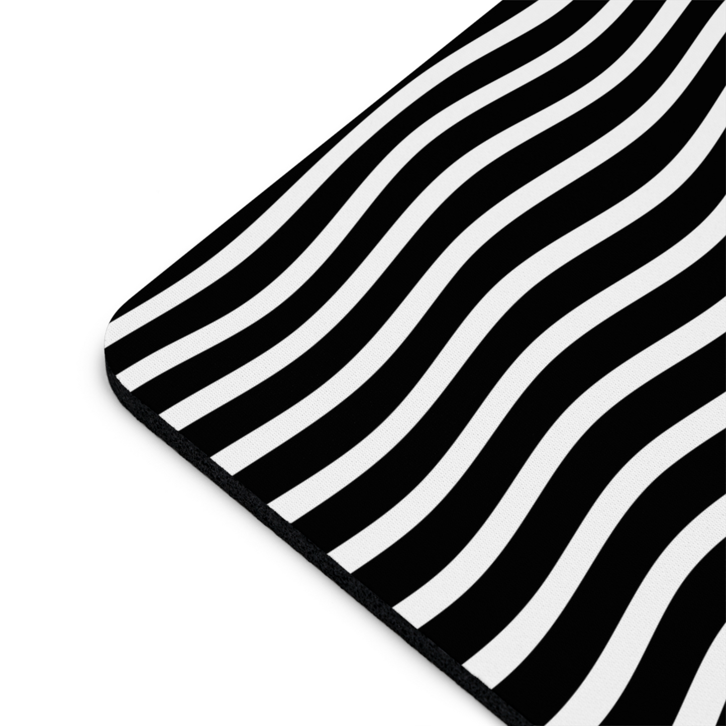 Optical Illusion Cat Mouse Pad - Black & White Wave Design for Desk 9.5"x8"