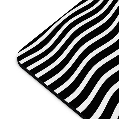 Optical Illusion Cat Mouse Pad - Black & White Wave Design for Desk 9.5"x8"