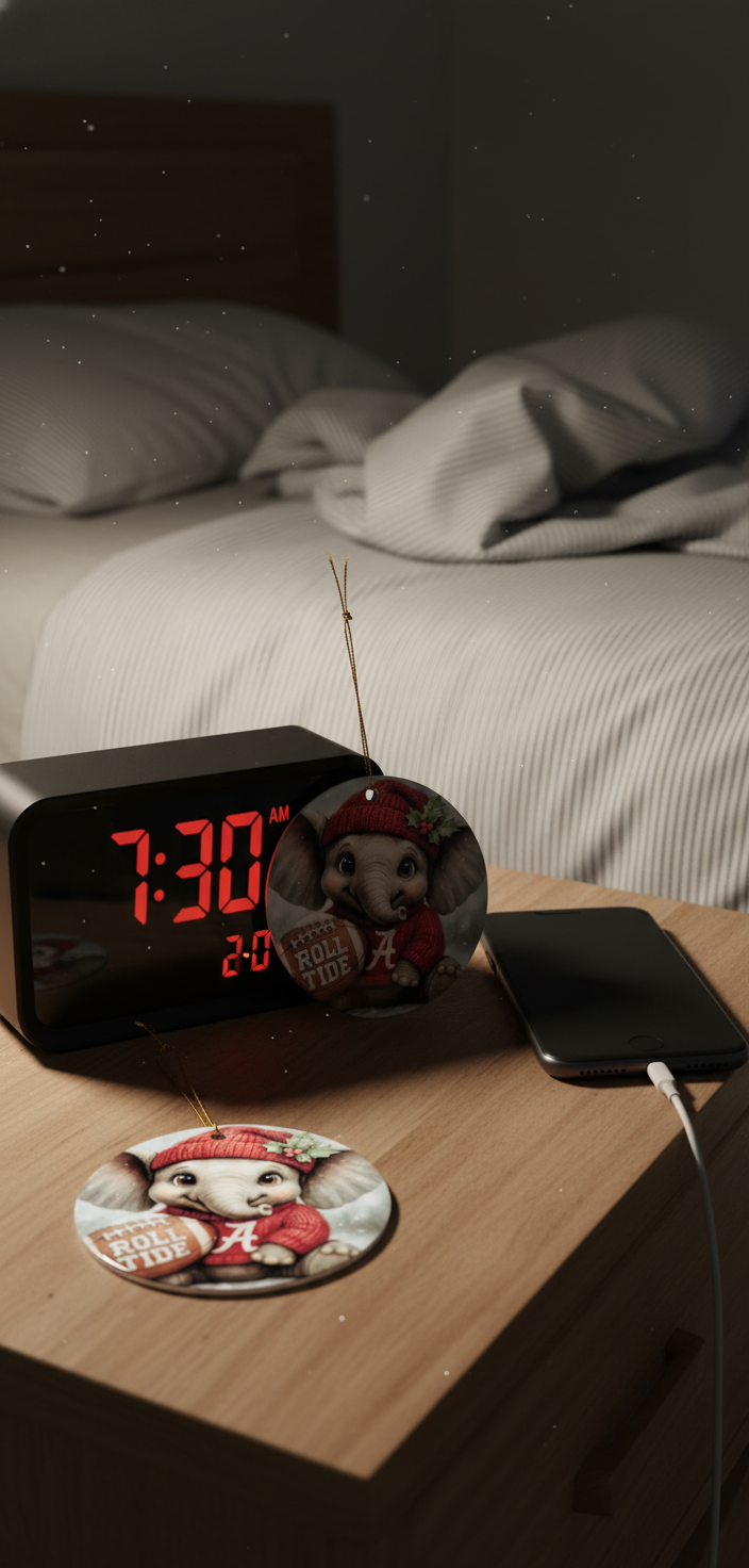 Alabama Crimson Tide Christmas Ornament – 3.5" Double-Sided Elephant Fan Decor