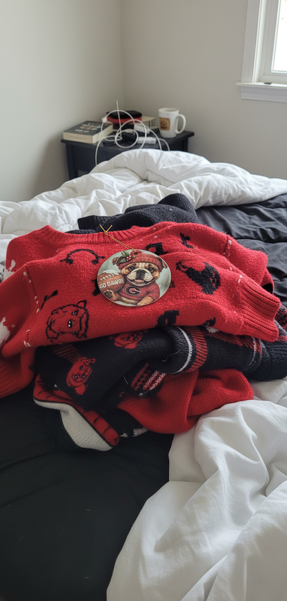 Georgia Bulldogs Christmas Ornament – 3.5" Double‑Sided Bulldog Holiday Decor