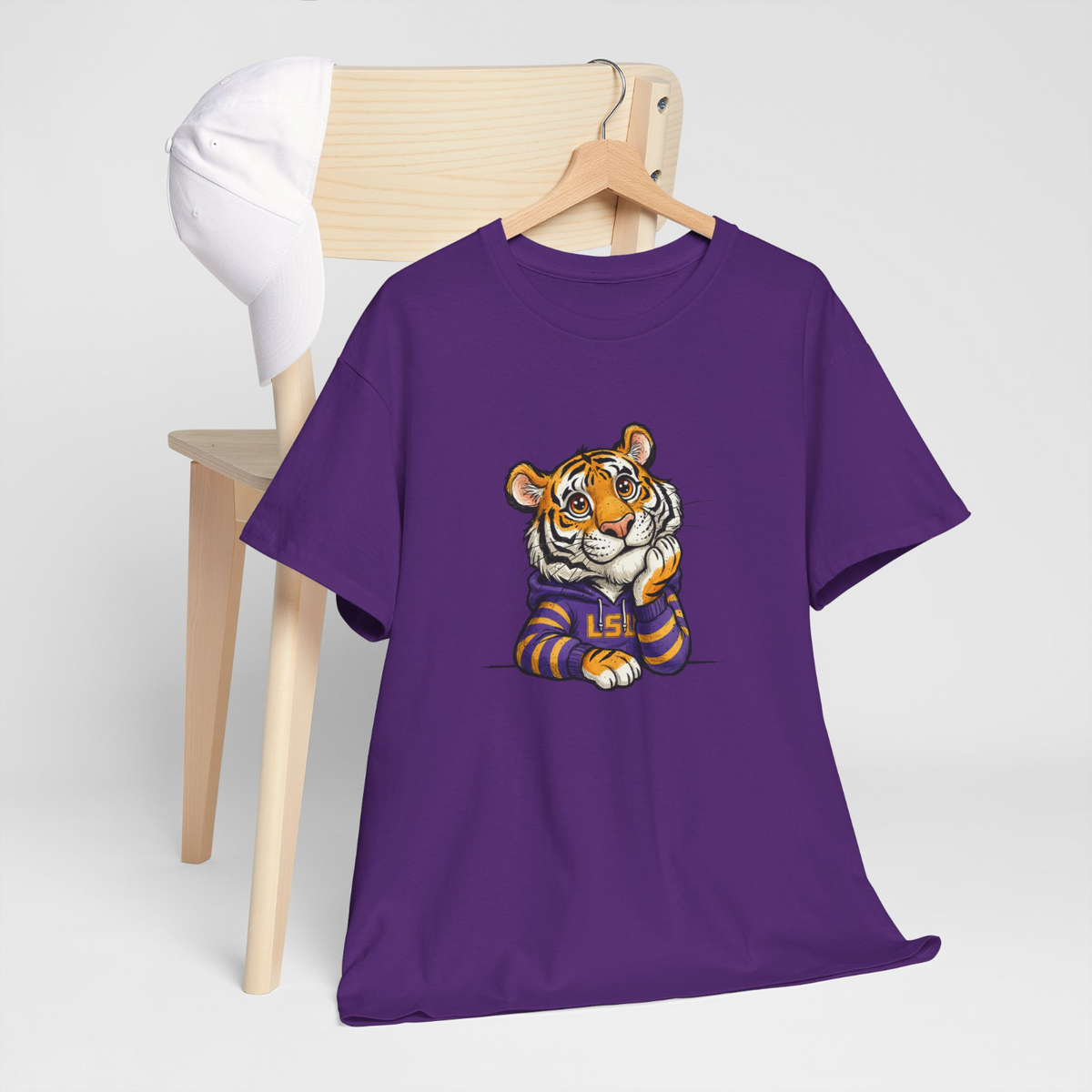 Purple Unisex T-Shirt with Cute Cartoon Tiger – Bold Fan Style - Beyond Lines