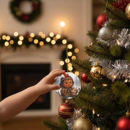 3.5" Round Aluminum Football Fan Ornament - Warrior Spirit College Decor Gift