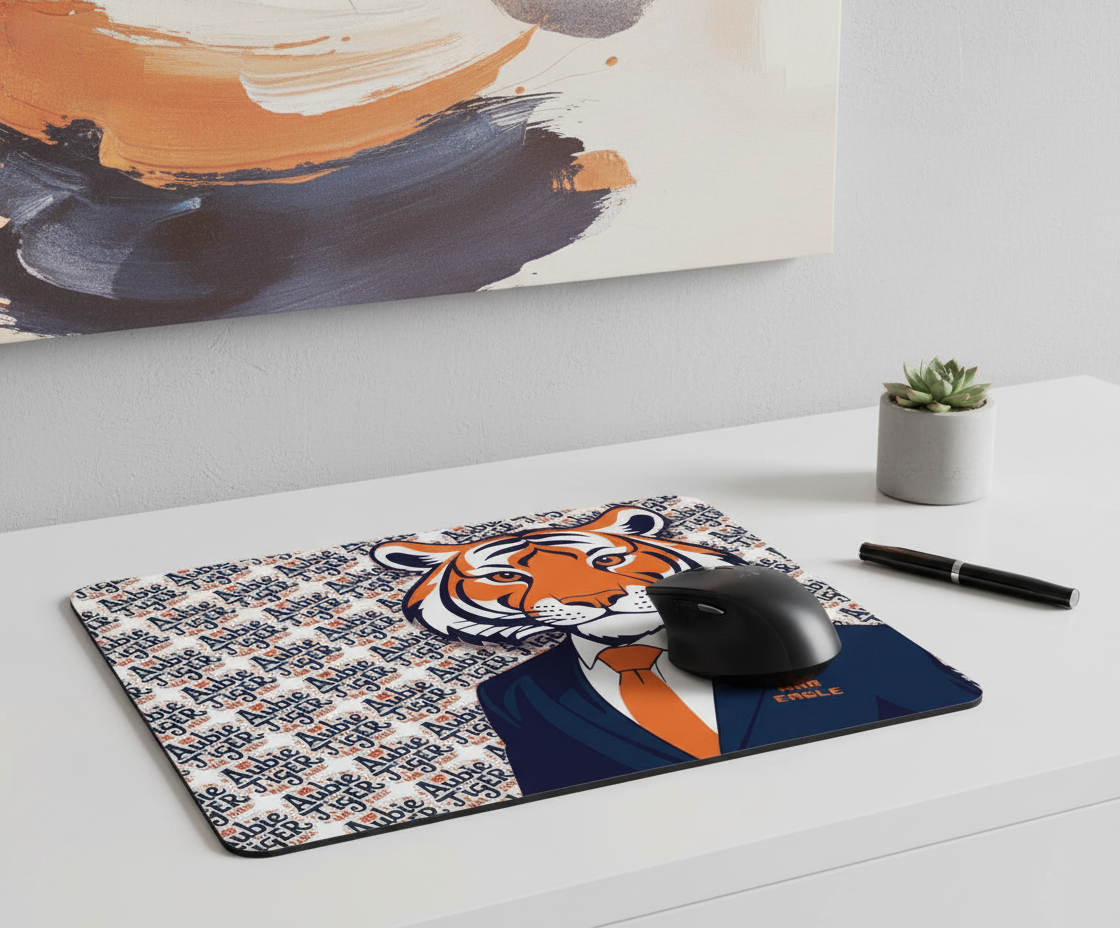 Auburn Tiger Mouse Pad 9x7.5" – Southern Fan Desk Mat, Non-Slip & Waterproof Gif