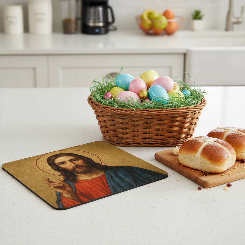 Jesus Christ Icon Art – Divine Inspiration Desk Accessory Gift - Mouse Pad 9.5x8 - Beyond Lines