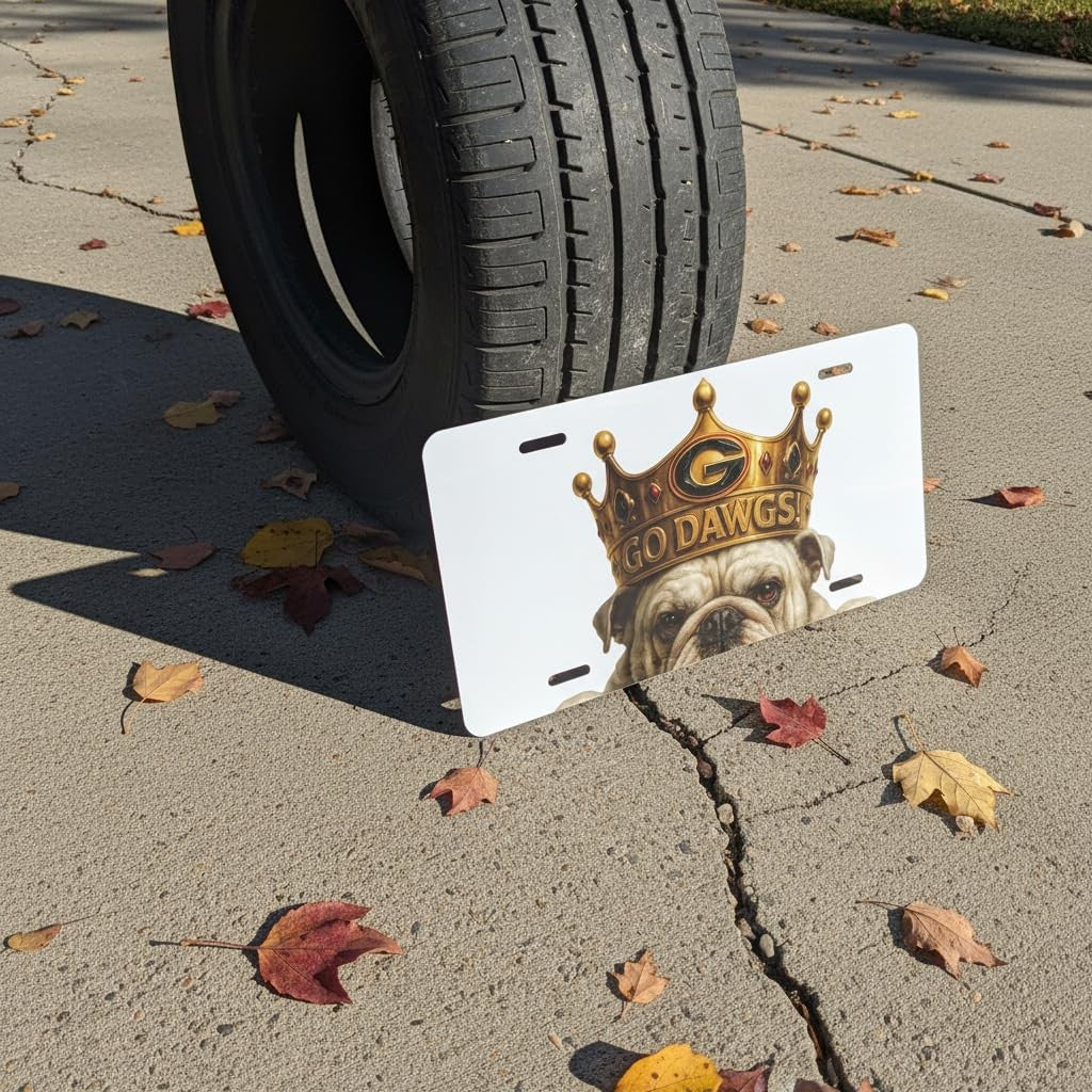 Football Bulldog Fan License Plate | Dawg Dynasty Tag 6"x12" | King UGA Car Tag