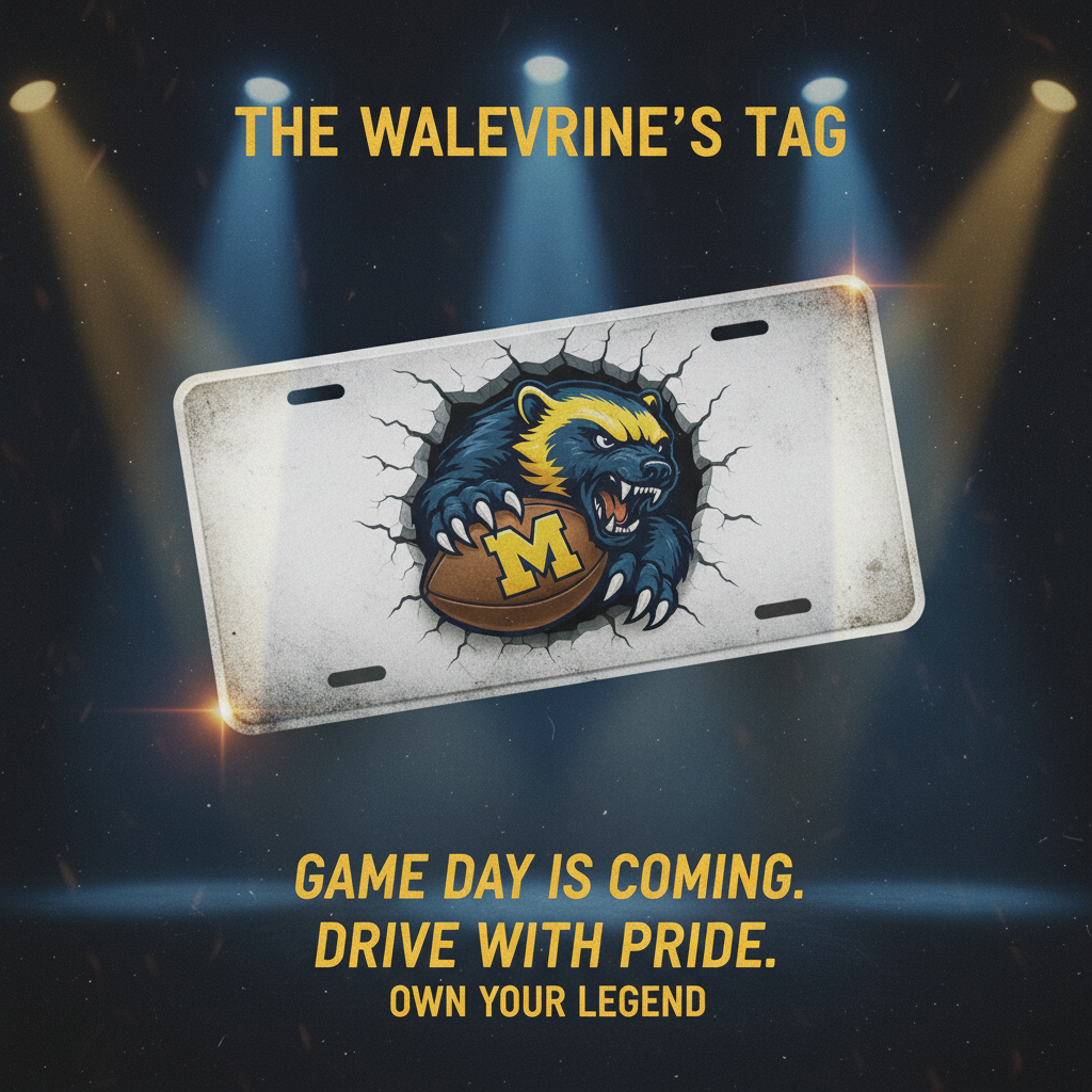 Michigan Wolverines License Plate 6x12 Car Tag | Metal Front Plate for Fans