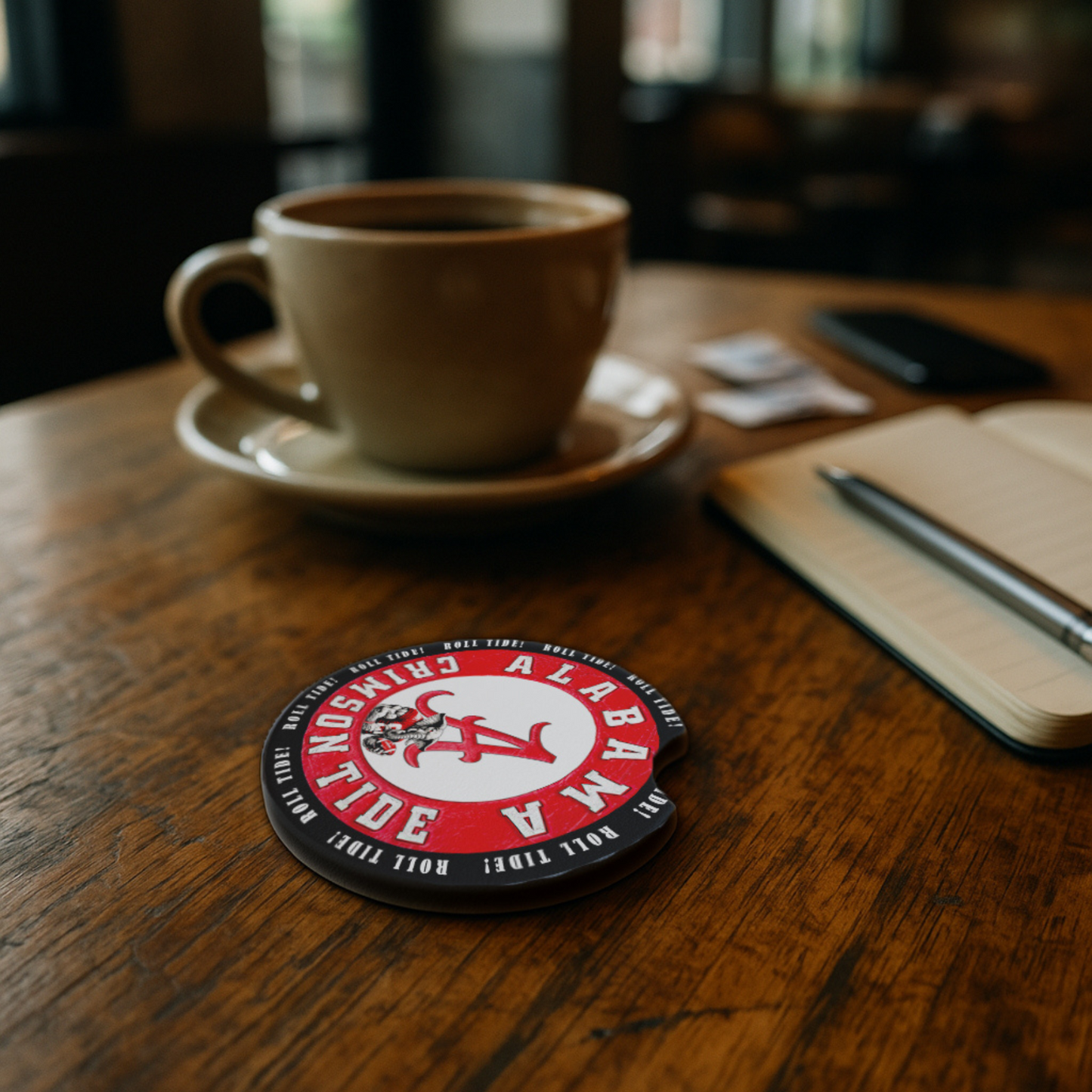 Alabama Crimson Tide Car Coasters – Set of 2 Soft Rubber Cup Inserts – Roll Tide