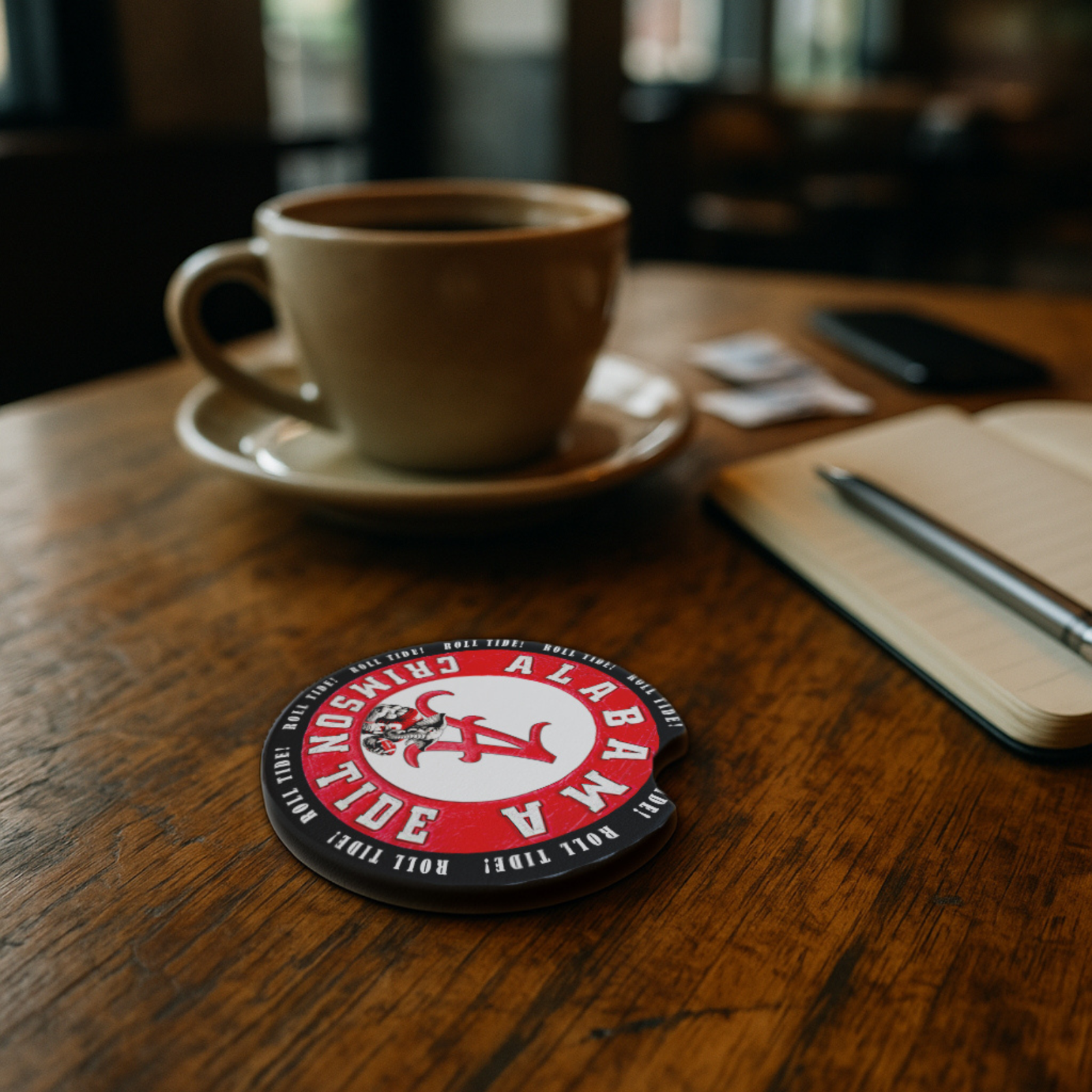 Alabama Crimson Tide Car Coasters – Set of 2 Soft Rubber Cup Inserts – Roll Tide