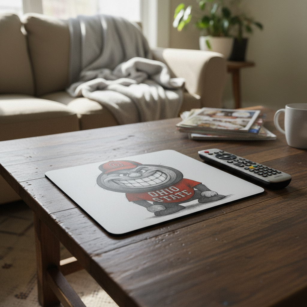 Ohio State Buckeyes Mouse Pad 9.5"x8" | Scarlet & Gray Grin Design Desk Mat