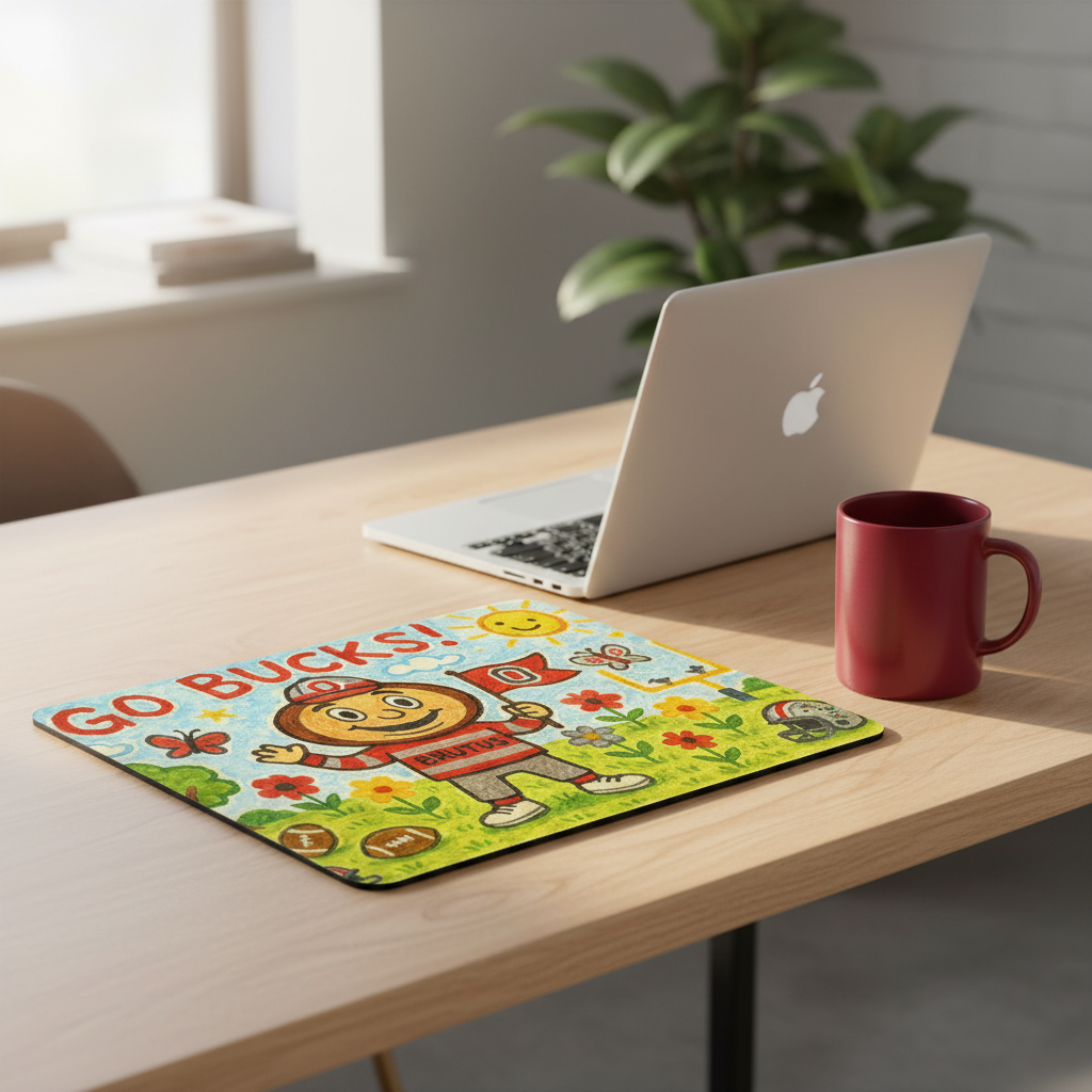 Go Bucks! Fun Kids Mouse Pad for Young Fans - Vibrant Desktop Accessory, 9.5"x8"