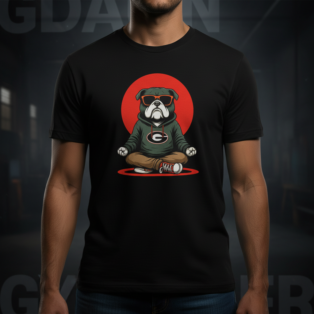 Meditating Bulldog Black Essential T Shirt Funny Graphic Print