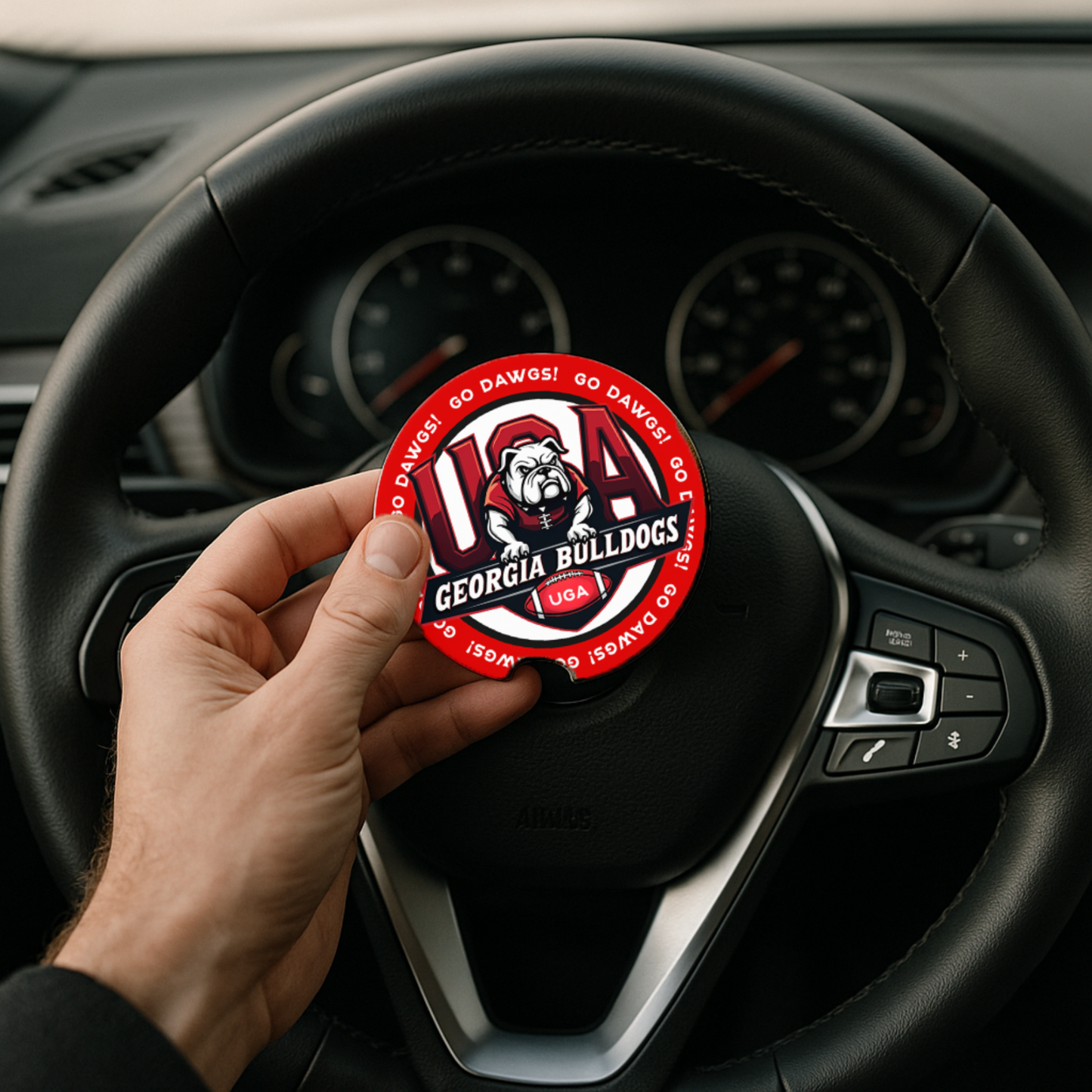 Georgia Bulldogs Auto Coasters – Flexible Rubber Drink Inserts – Go Dawgs Access