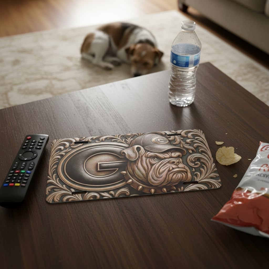 Georgia Bulldogs 3D Style Metal License Plate 6"x12" | UGA Fan Gift | Flat Plate