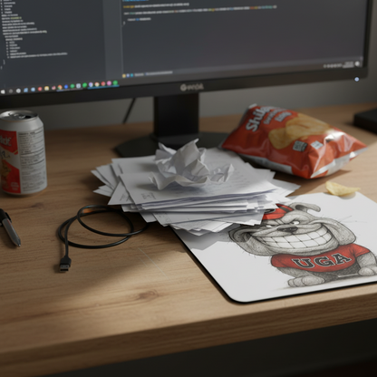 Georgia Bulldogs Line Art Mouse Pad – 9.5"x8" Waterproof Fun UGA Bulldog Design