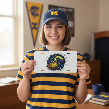 Michigan Wolverines License Plate 6x12 Car Tag | Metal Front Plate for Fans