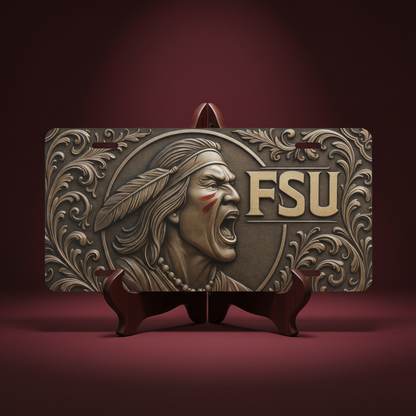 FSU License Plate 6"x12" Aluminum Car Tag | Metal Front Plate for Fans | Flat - Beyond Lines