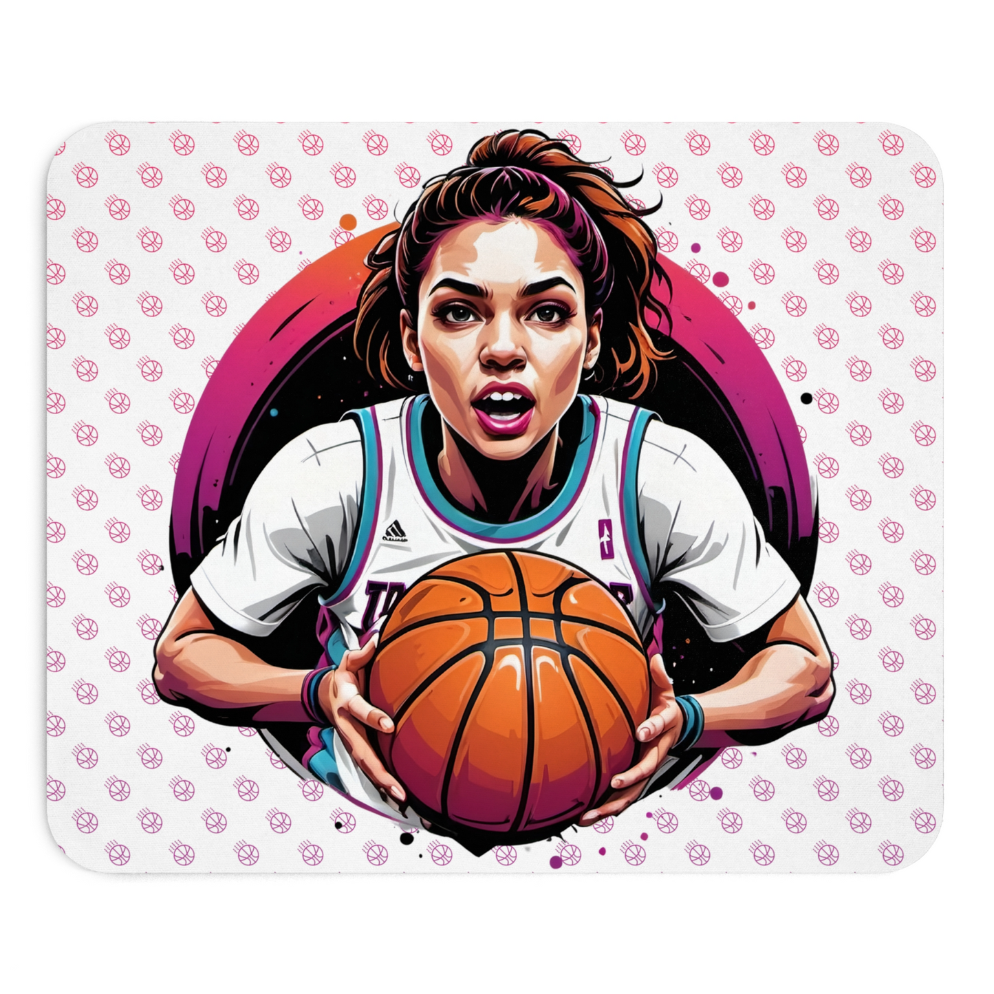 Basketball Mouse Pad – Female Player Design Non-Slip Desk Mat for Office & Gamin