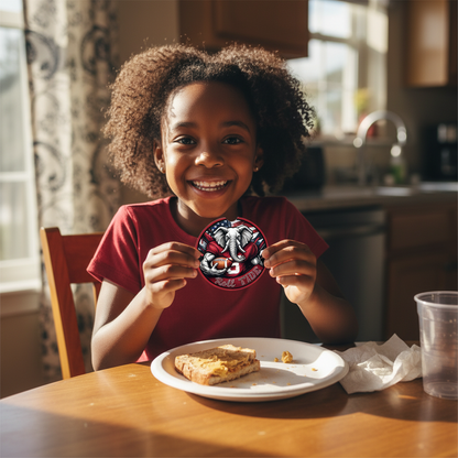 Roll Tide Car Coasters 2-Pack • 2.75" Crimson Bama Elephant • Flag Cup Inserts
