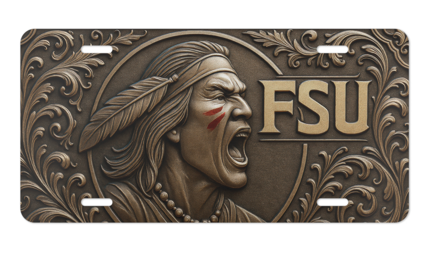 FSU License Plate 6"x12" Aluminum Car Tag | Metal Front Plate for Fans | Flat - Beyond Lines