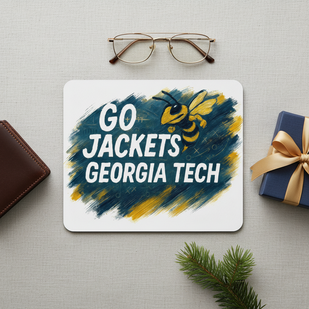 Go Jacks Collegiate Mouse Pad 9.5"x8" THWG Georgia Tech Fan Gift