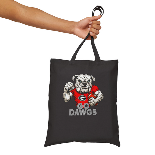 Go Dawgs Bulldogs Spirit Tote Bag Black 15x16 inch Durable Cotton Canvas