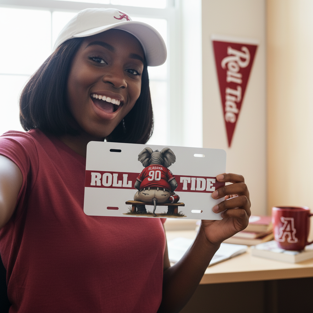 Alabama Crimson Tide License Plate 6x12 Aluminum Vanity Tag NCAA Football - Beyond Lines