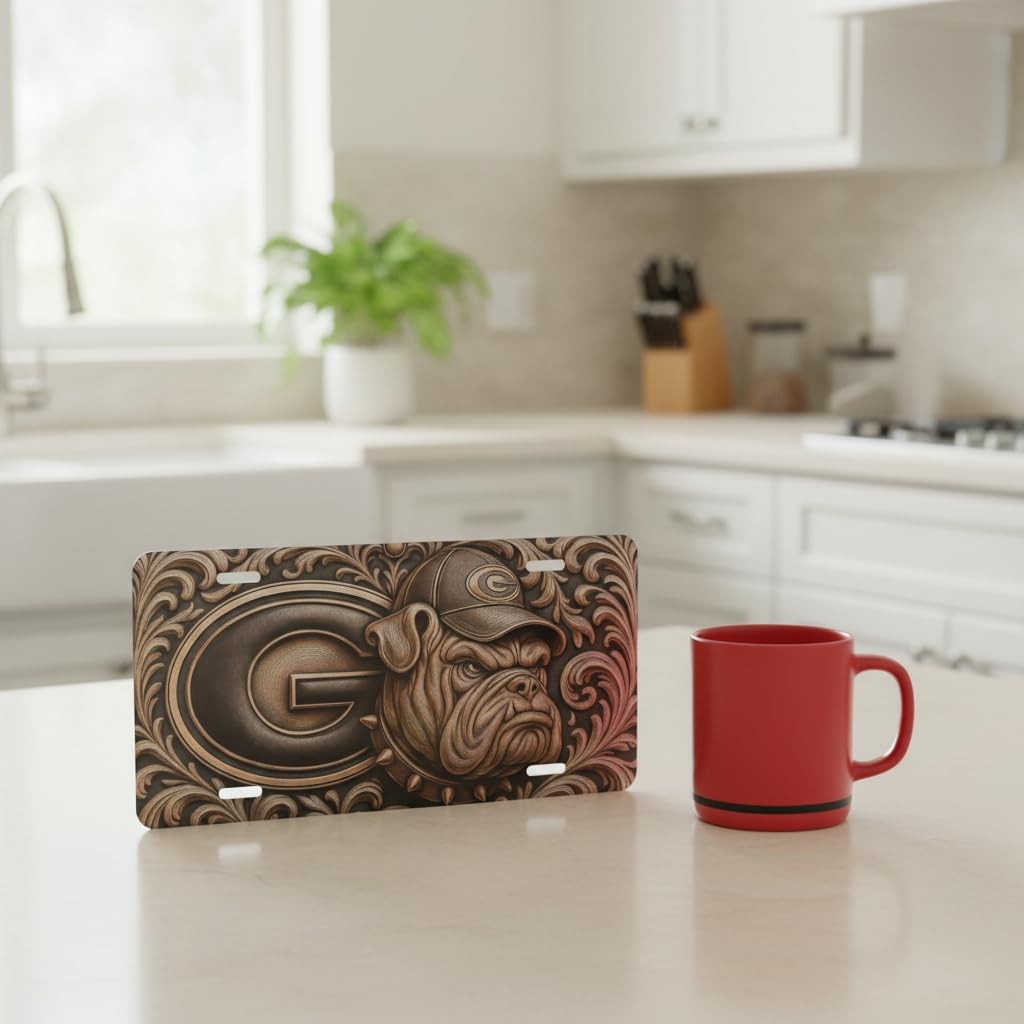 Georgia Bulldogs 3D Style Metal License Plate 6"x12" | UGA Fan Gift | Flat Plate