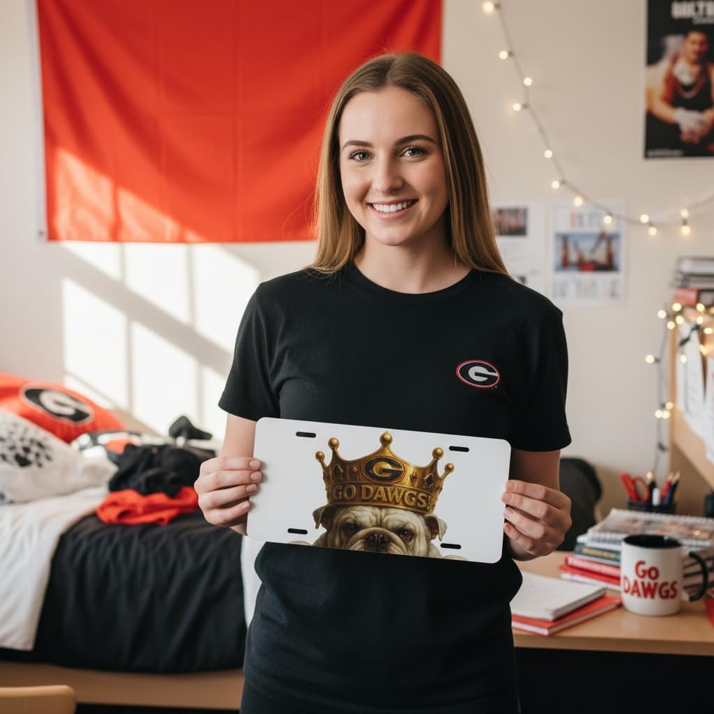 Football Bulldog Fan License Plate | Dawg Dynasty Tag 6"x12" | King UGA Car Tag