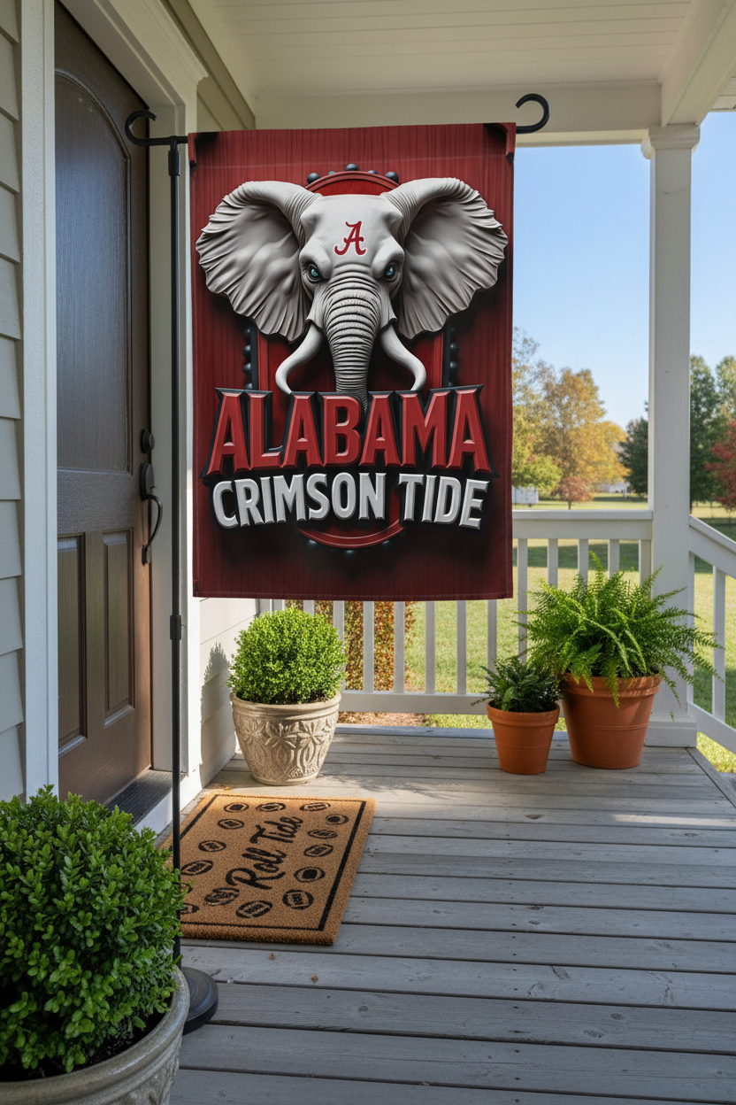Alabama Crimson Tide Garden Flag 12"x18" Double-Sided Yard Decor - Roll Tide