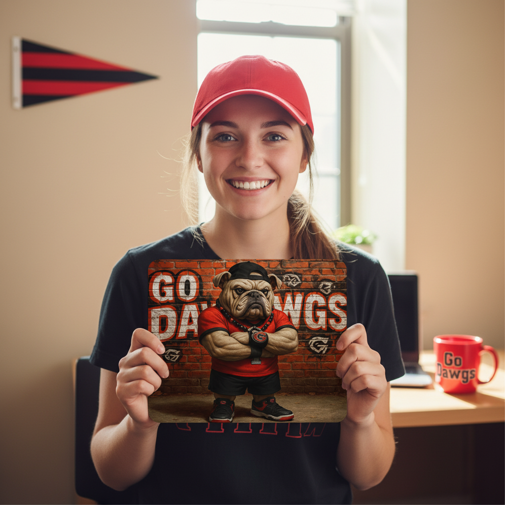 GA Dawgs Graffiti Mouse Pad - Non-Slip Desk Mat for Georgia Fans 9.5"x8"