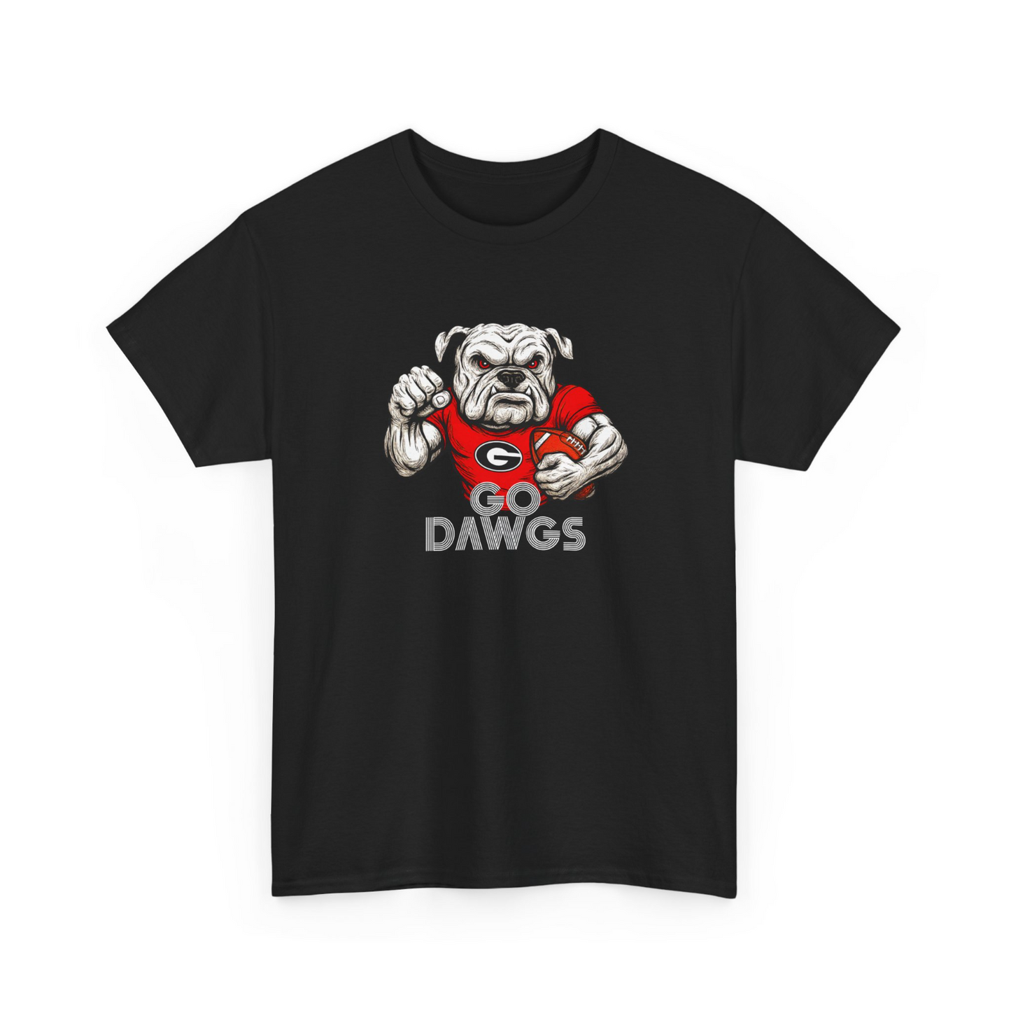 Go Dawgs Bulldog Football Tee Mens Red Classic Fit T-Shirt