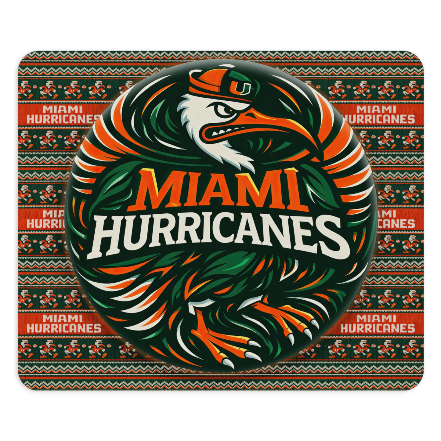 Miami Hurricanes Mouse Pad - The U Design 9.5"x8" | Go Dawgs! UGA Fan Gift