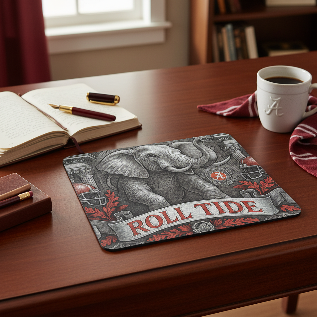 Roll Tide Mouse Pad 9.5"x8" • Crimson & Gray Desk Mat • Non-Slip Gaming Gift