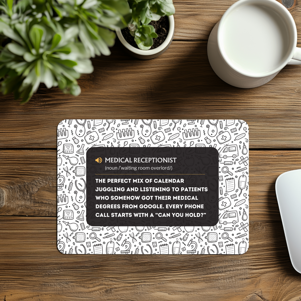 Funny Medical Receptionist Mouse Pad - Non-Slip & Spill-Resistant, Office Gift - Beyond Lines