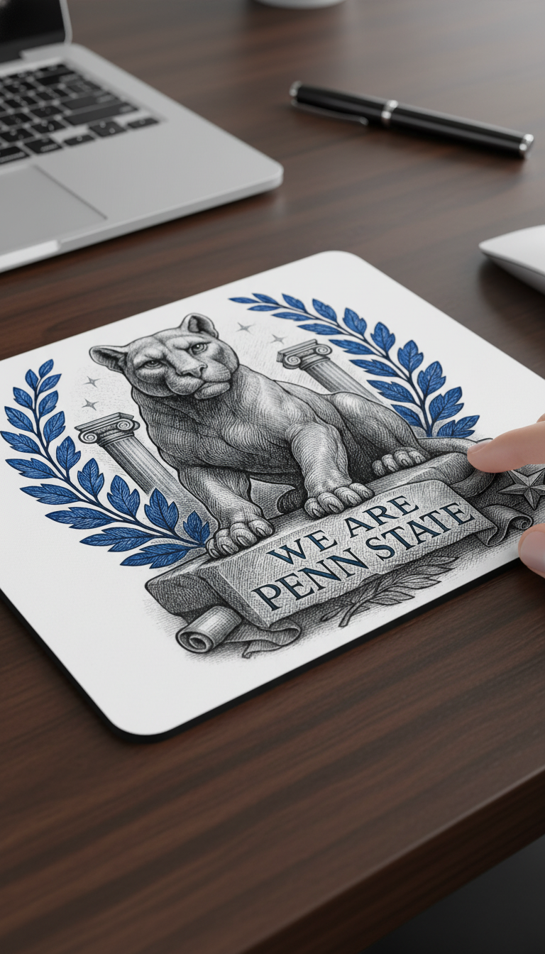 College Spirit Nittany Fan Mouse Pad Neoprene Non-Slip Base, 9.5x8 Nittany Lion