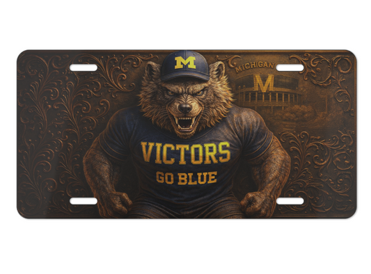 Michigan Wolverines License Plate 6"x12" Aluminum Car Tag | Flat Front Plate