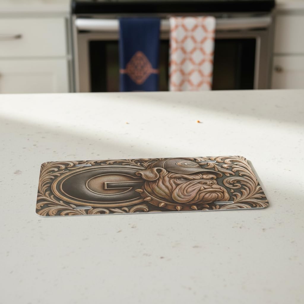 Georgia Bulldogs 3D Style Metal License Plate 6"x12" | UGA Fan Gift | Flat Plate