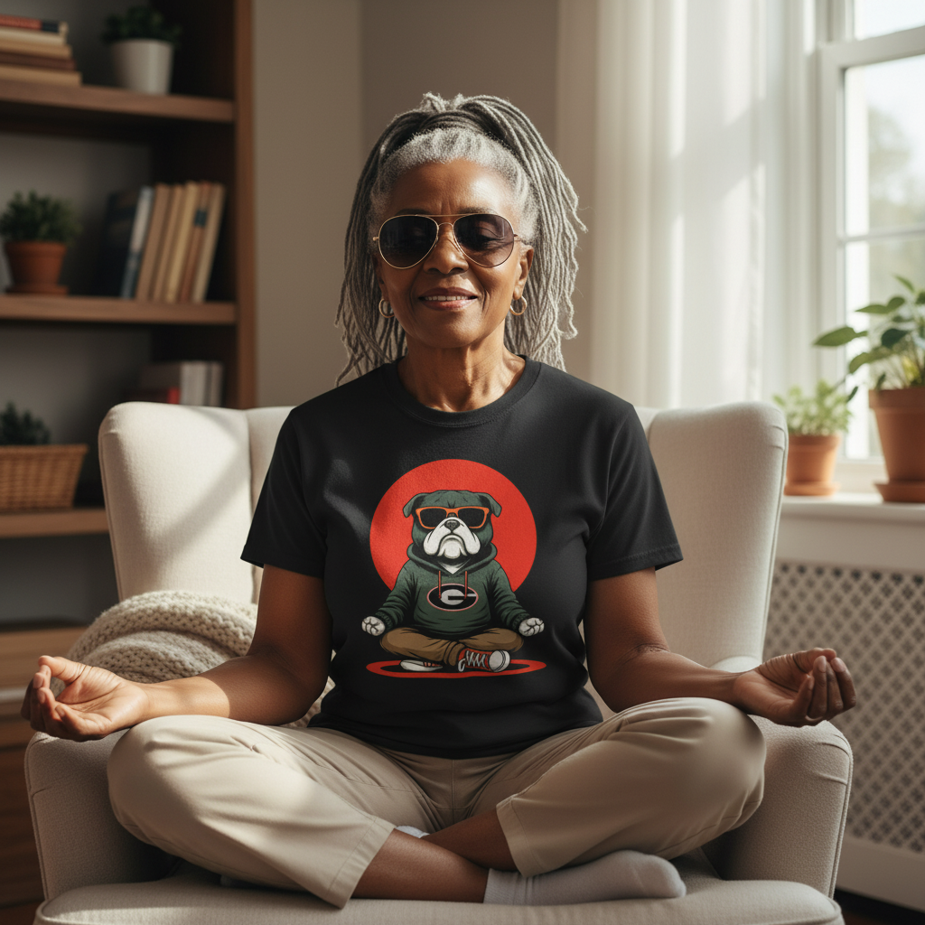 Meditating Bulldog Black Essential T Shirt Funny Graphic Print