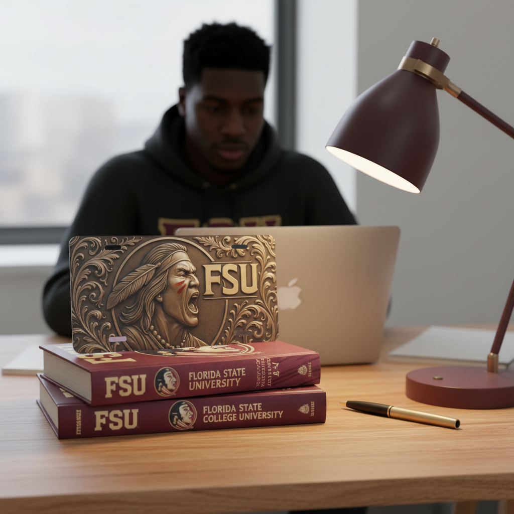 FSU License Plate 6"x12" Aluminum Car Tag | Metal Front Plate for Fans | Flat - Beyond Lines