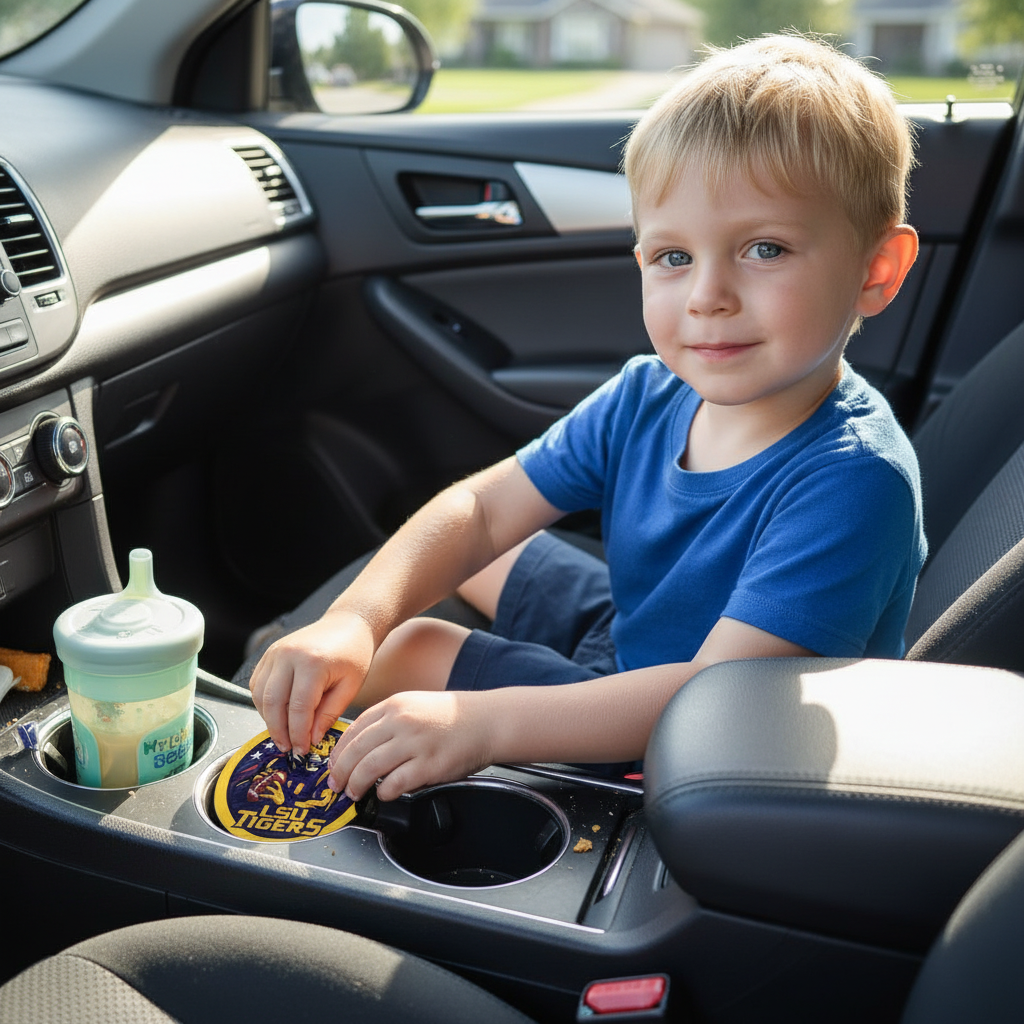 LSU Tigers Car Coasters 2-Pack | Car Cup Holder Inserts Geaux | Waterproof