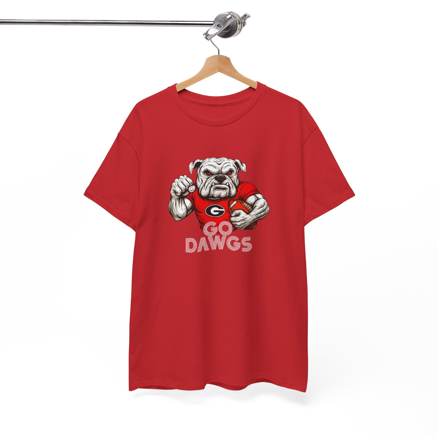 Go Dawgs Bulldog Football Tee Mens Red Classic Fit T-Shirt