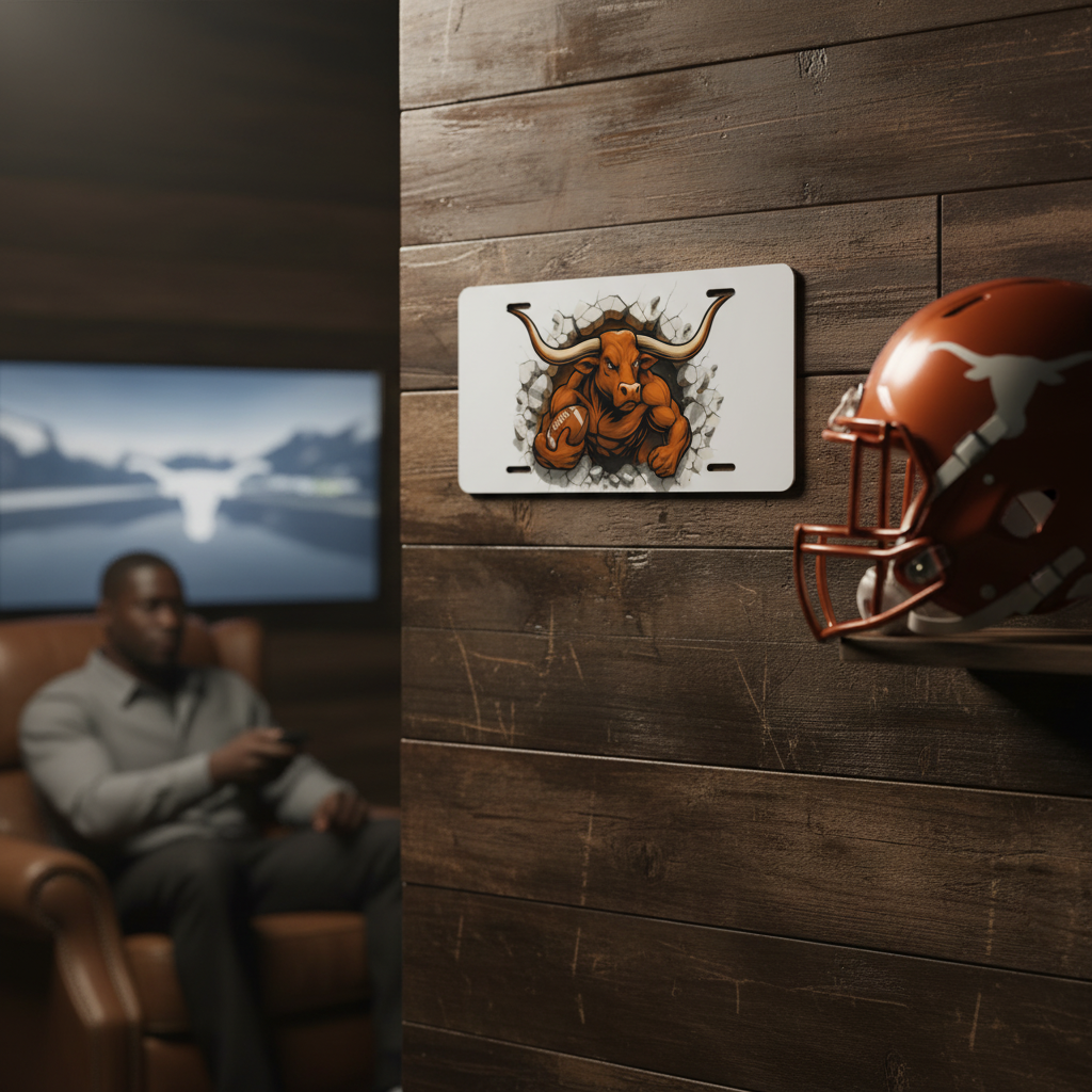 Texas Longhorns License Plate 6"x12" Car Tag | Front Plate for Hook 'em Fans