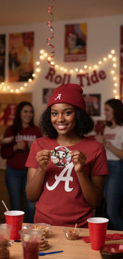 Alabama Crimson Tide Christmas Ornament – 3.5" Double-Sided Elephant Fan Decor