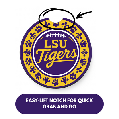 LSU Tigers Car Cup Holder Coasters – 2-Pack Soft Rubber Inserts for Auto or SUV