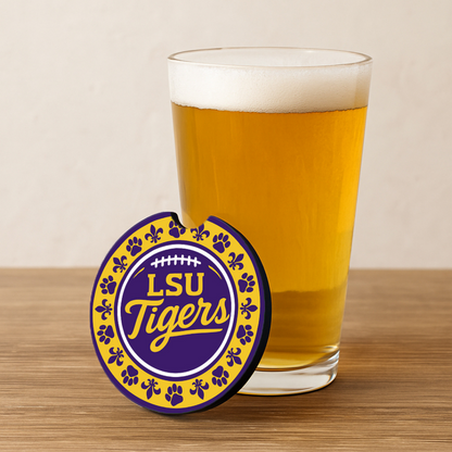 LSU Tigers Car Cup Holder Coasters – 2-Pack Soft Rubber Inserts for Auto or SUV